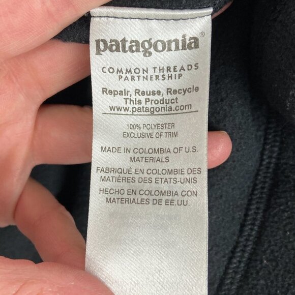 Patagonia Micro Fleece Quarter Zip Pullover Sweater Black Size Small Hiking Pull - Picture 9 of 14